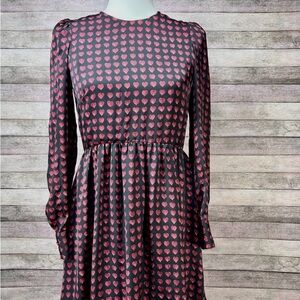 Zara Black and red Heart Long Sleeve Dress